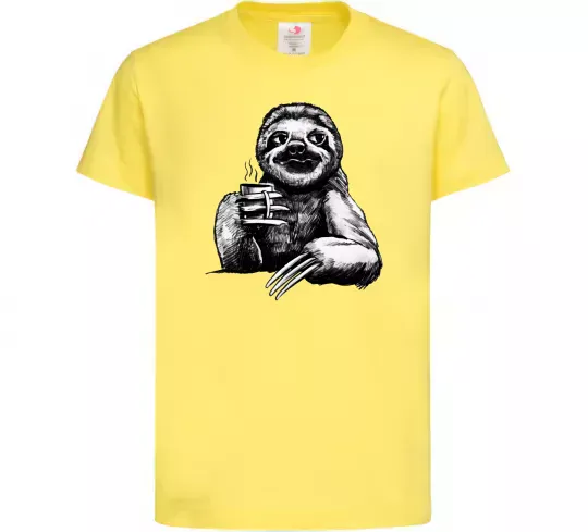 Дитяча футболка Лінивець з кавою Лимонний фото