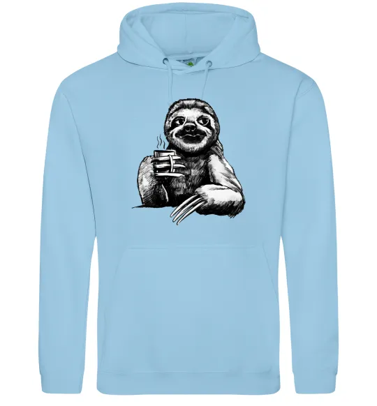 Чоловіча толстовка (худі) Лінивець з кавою Блакитний фото