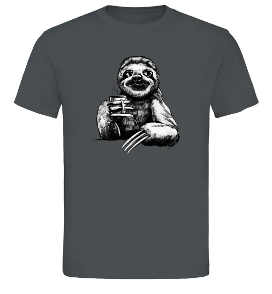 Мужская футболка Лінивець з кавою Графит фото