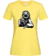 Женская футболка Лінивець з кавою Лимонный фото