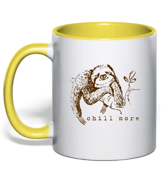 Чашка с цветной ручкой Chill more Лимонный фото