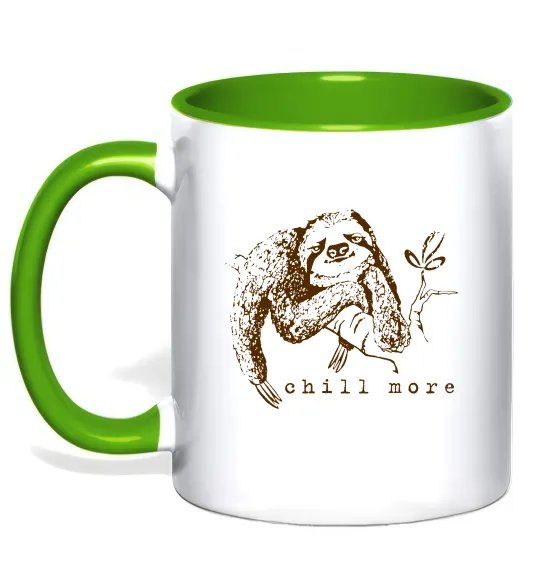 Чашка с цветной ручкой Chill more Лаймовый фото