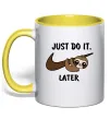 Чашка с цветной ручкой Just do it later Лимонный Чашка с цветной ручкой Just do it later Лимонный фото