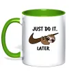 Чашка с цветной ручкой Just do it later Лаймовый Чашка с цветной ручкой Just do it later Лаймовый фото