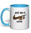 Чашка с цветной ручкой Just do it later Голубой Чашка с цветной ручкой Just do it later Голубой фото