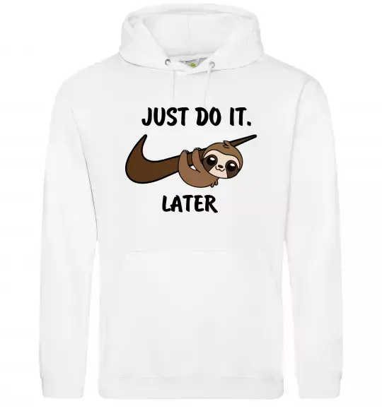 Мужская толстовка (худи) Just do it later Белый фото