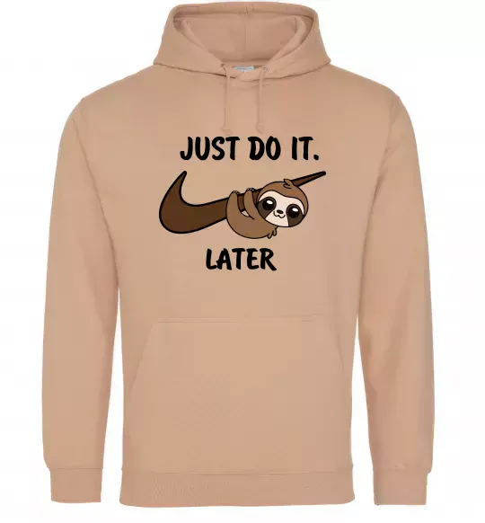 Мужская толстовка (худи) Just do it later Песочный фото