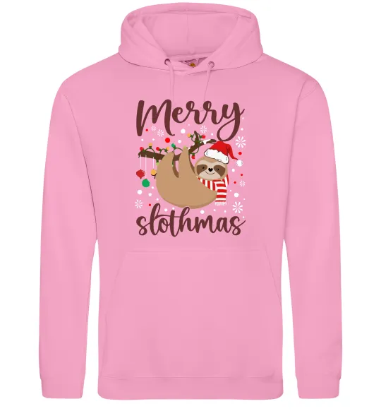 Жіноча толстовка (худі) Merry slothmas Рожевий фото