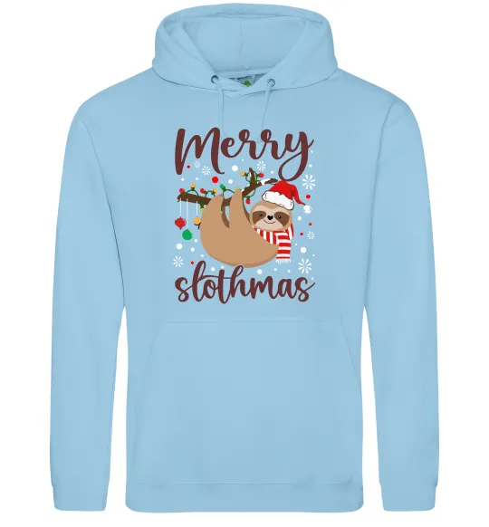 Жіноча толстовка (худі) Merry slothmas Блакитний фото