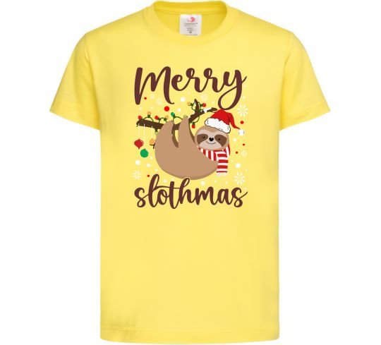 Детская футболка Merry slothmas Лимонный фото