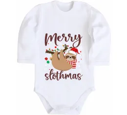 Дитячий бодік Merry slothmas Білий фото