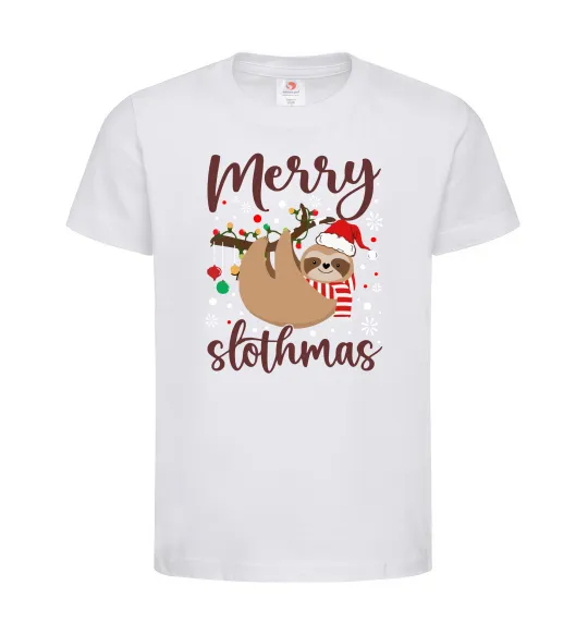 Детская футболка Merry slothmas Белый фото