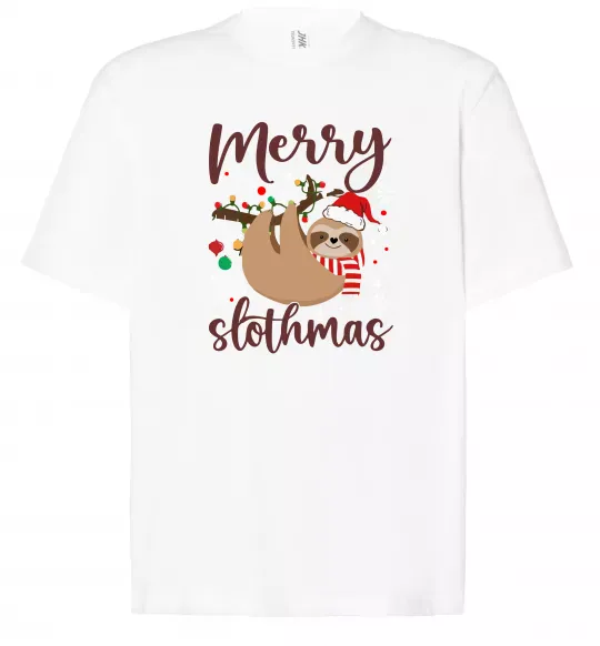 Футболка Оверсайз Merry slothmas Белый фото