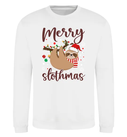 Світшот Merry slothmas Білий фото