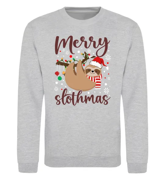 Світшот Merry slothmas Сірий меланж фото