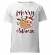 Мужская премиум футболка Merry slothmas Белый фото