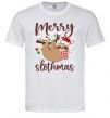 Мужская футболка Merry slothmas Белый фото