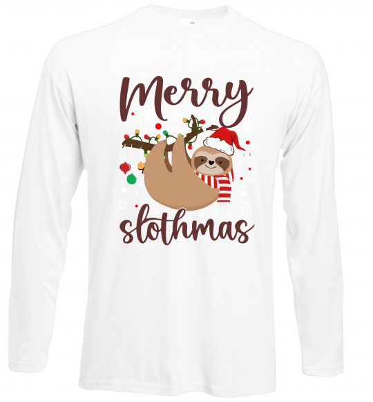 Лонгслів Merry slothmas Білий фото