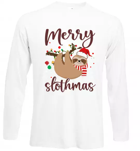 Лонгслів Merry slothmas Білий фото