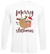 Лонгслів Merry slothmas Білий фото