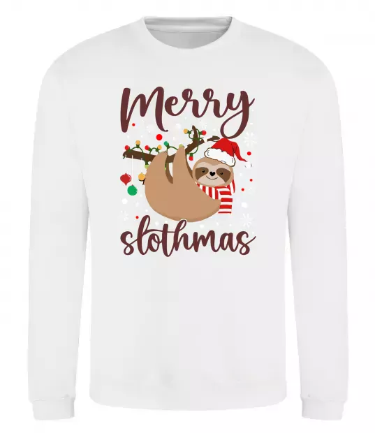 Світшот Merry slothmas Білий фото