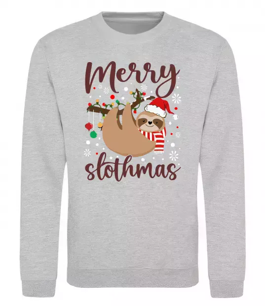 Світшот Merry slothmas Сірий меланж фото