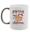 Чашка з кольоровою ручкою Merry slothmas Срібло Чашка з кольоровою ручкою Merry slothmas Срібло фото