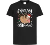 Дитяча футболка Merry slothmas Чорний фото