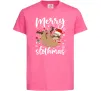 Дитяча футболка Merry slothmas Яскраво-рожевий фото