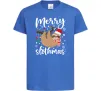 Дитяча футболка Merry slothmas Яскраво-синій фото