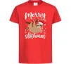 Дитяча футболка Merry slothmas Червоний фото