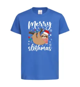 Детская футболка Merry slothmas Ярко-синий фото