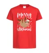 Детская футболка Merry slothmas Красный фото