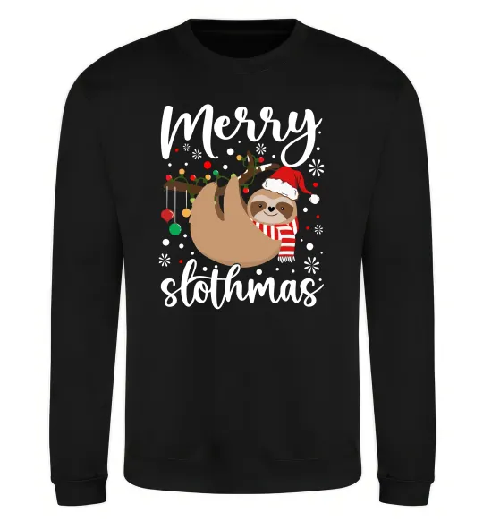 Світшот Merry slothmas Чорний фото
