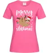 Женская футболка Merry slothmas Ярко-розовый фото
