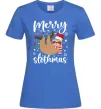 Женская футболка Merry slothmas Ярко-синий фото