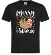 Мужская футболка Merry slothmas Черный фото