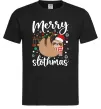 Мужская футболка Merry slothmas Черный фото