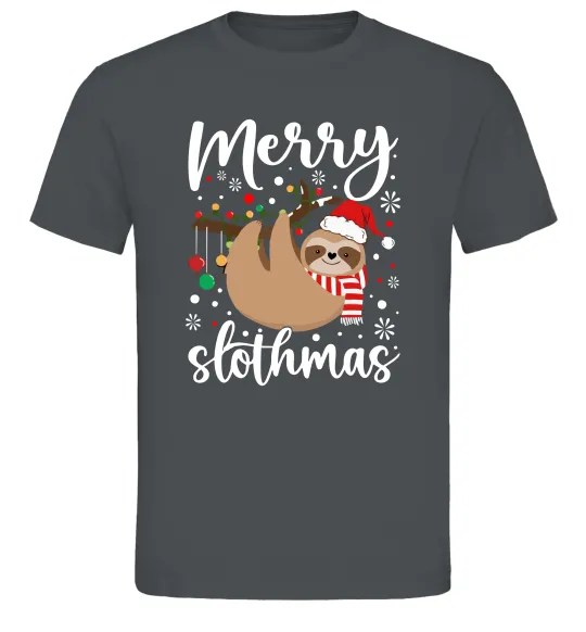 Мужская футболка Merry slothmas Графит фото