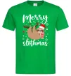 Мужская футболка Merry slothmas Зеленый фото