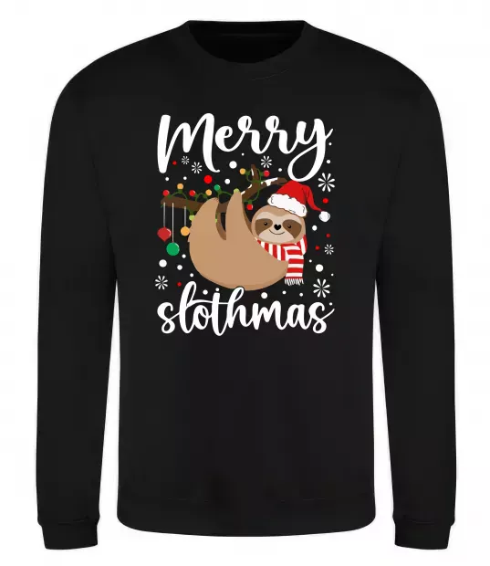 Світшот Merry slothmas Чорний фото