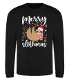 Світшот Merry slothmas Чорний фото