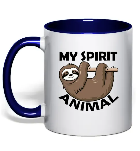 Чашка з кольоровою ручкою My spirit animal sloth Глибокий темно-синій фото