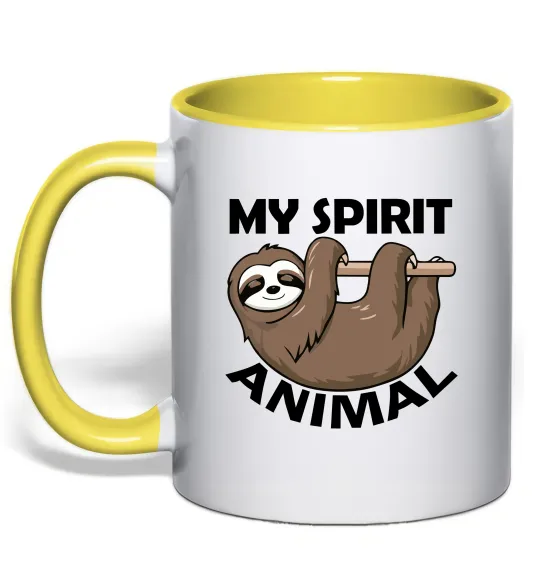 Чашка с цветной ручкой My spirit animal sloth Лимонный фото