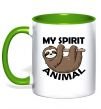 Чашка с цветной ручкой My spirit animal sloth Зеленый фото