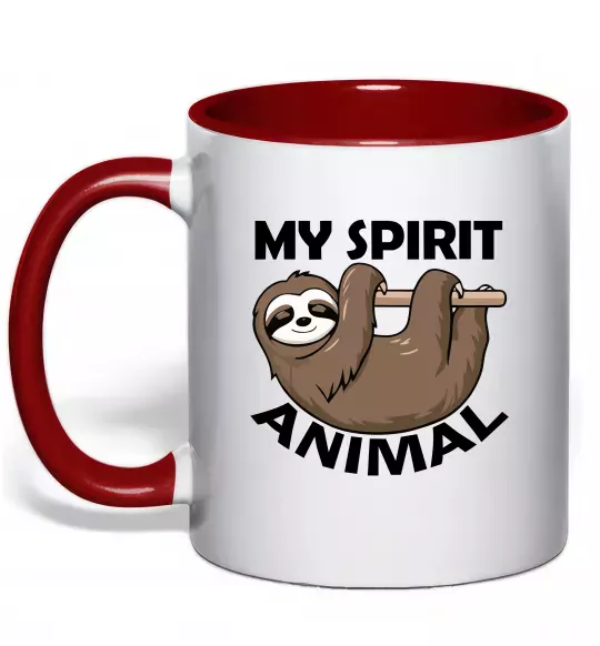 Чашка з кольоровою ручкою My spirit animal sloth Червоний фото