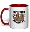 Чашка з кольоровою ручкою My spirit animal sloth Червоний фото