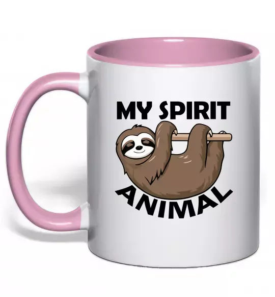 Чашка з кольоровою ручкою My spirit animal sloth Ніжно рожевий фото