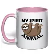 Чашка з кольоровою ручкою My spirit animal sloth Ніжно рожевий фото