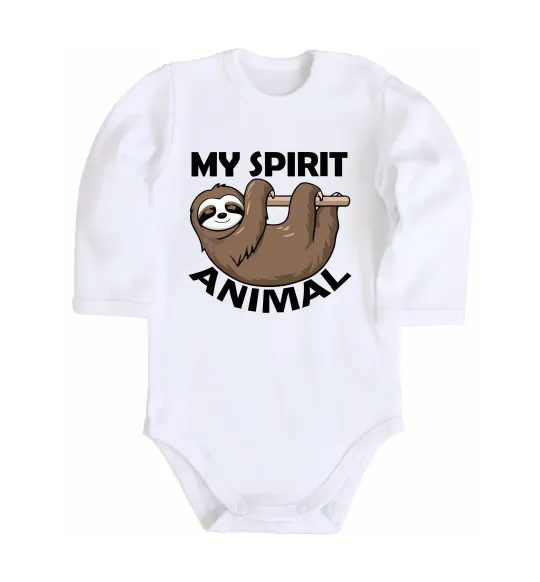 Дитячий бодік My spirit animal sloth Білий фото